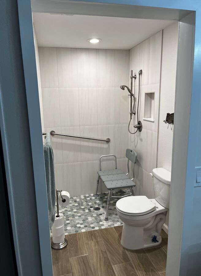 Accessible bathroom remodel with grab bars