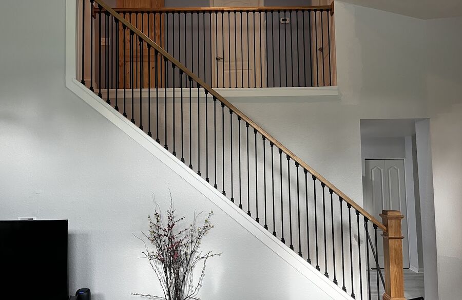 Finished staircase with custom balusters